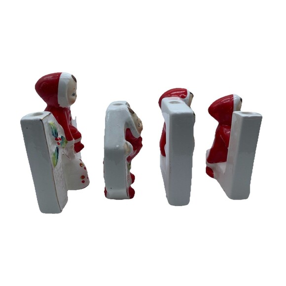 Vintage LIPPER & MANN Japan Ceramic Christmas Santa NOEL Candleholders MCM 1950s - Picture 13 of 16